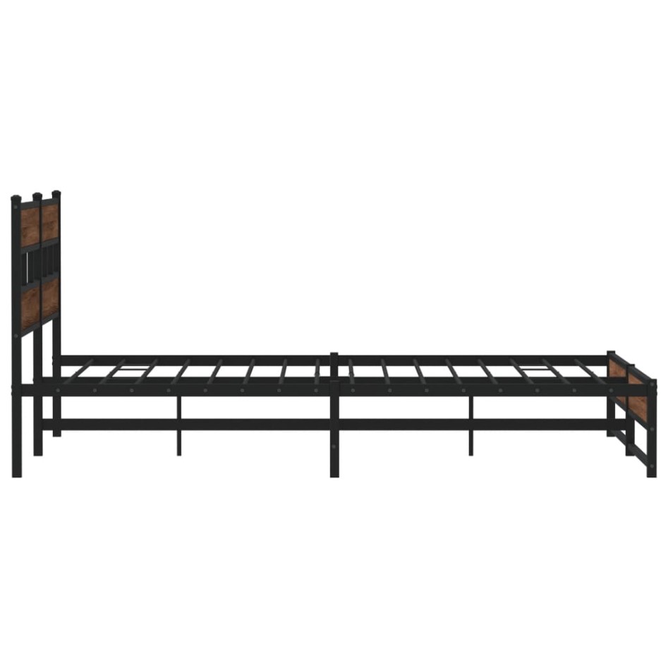 Estructura de cama sin colchón metal roble marrón 180x200