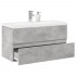 Set muebles de baño 2 piezas madera contrachapada gris