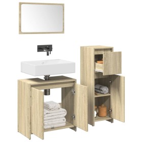 Set de muebles de baño 3 pzas madera contrachapada roble