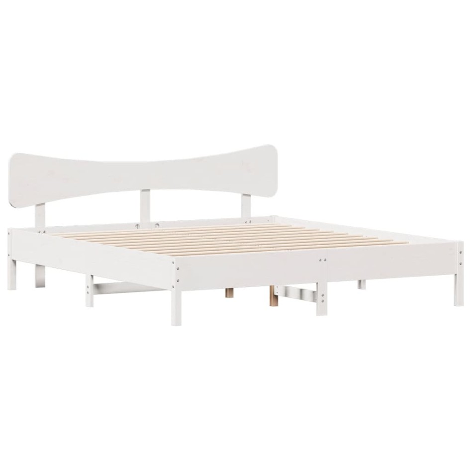 Estructura de cama sin colchón madera maciza blanca 200x200