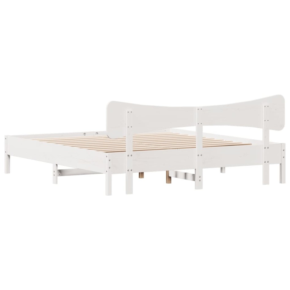 Estructura de cama sin colchón madera maciza blanca 200x200