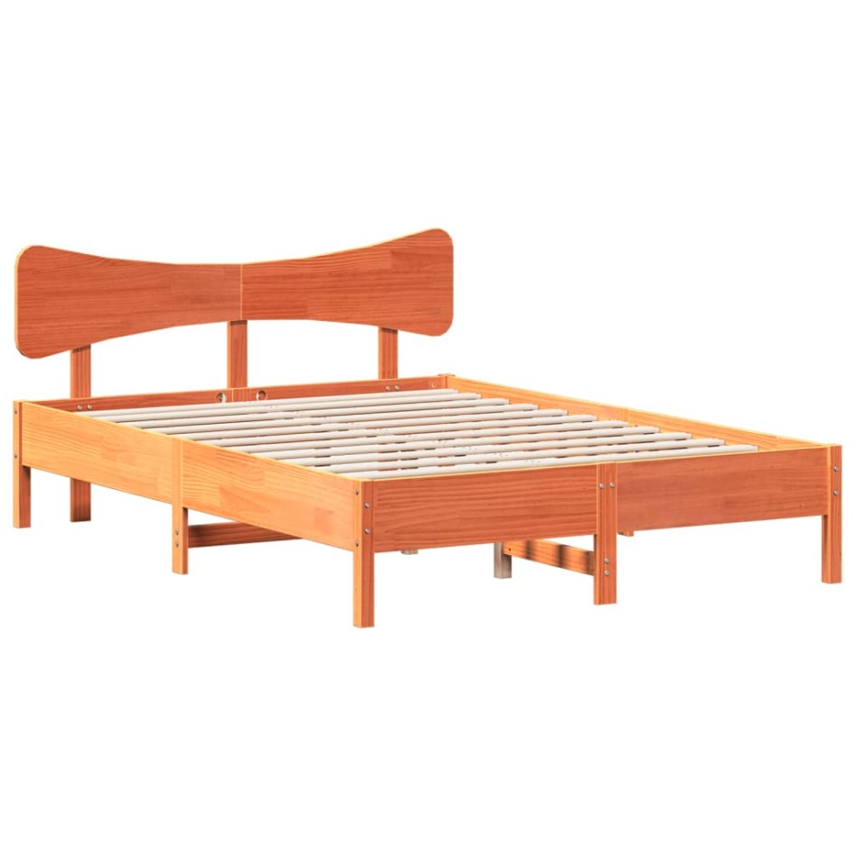 Estructura de cama sin colchón madera maciza marrón 135x190