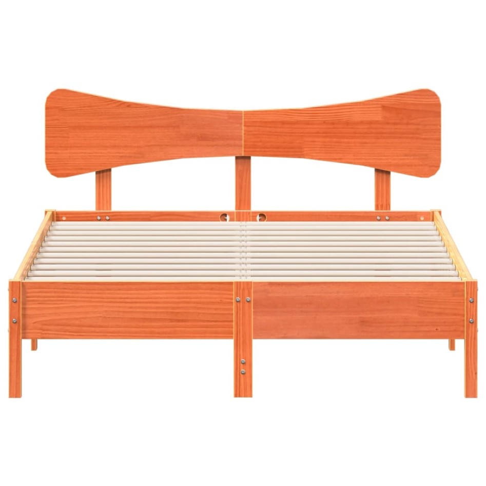 Estructura de cama sin colchón madera maciza marrón 135x190