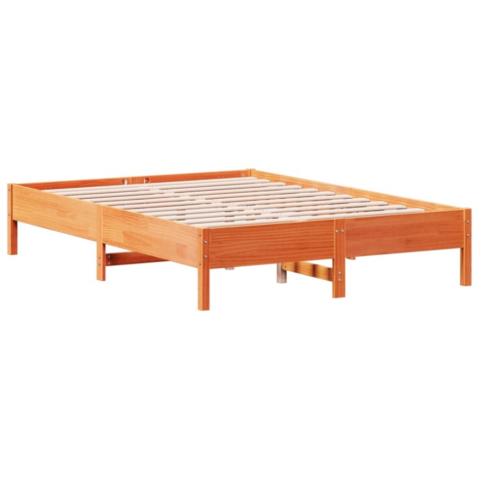 Estructura de cama sin colchón madera maciza marrón 135x190