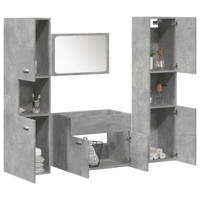Juego muebles de baño 4 pzas madera contrachapada gris