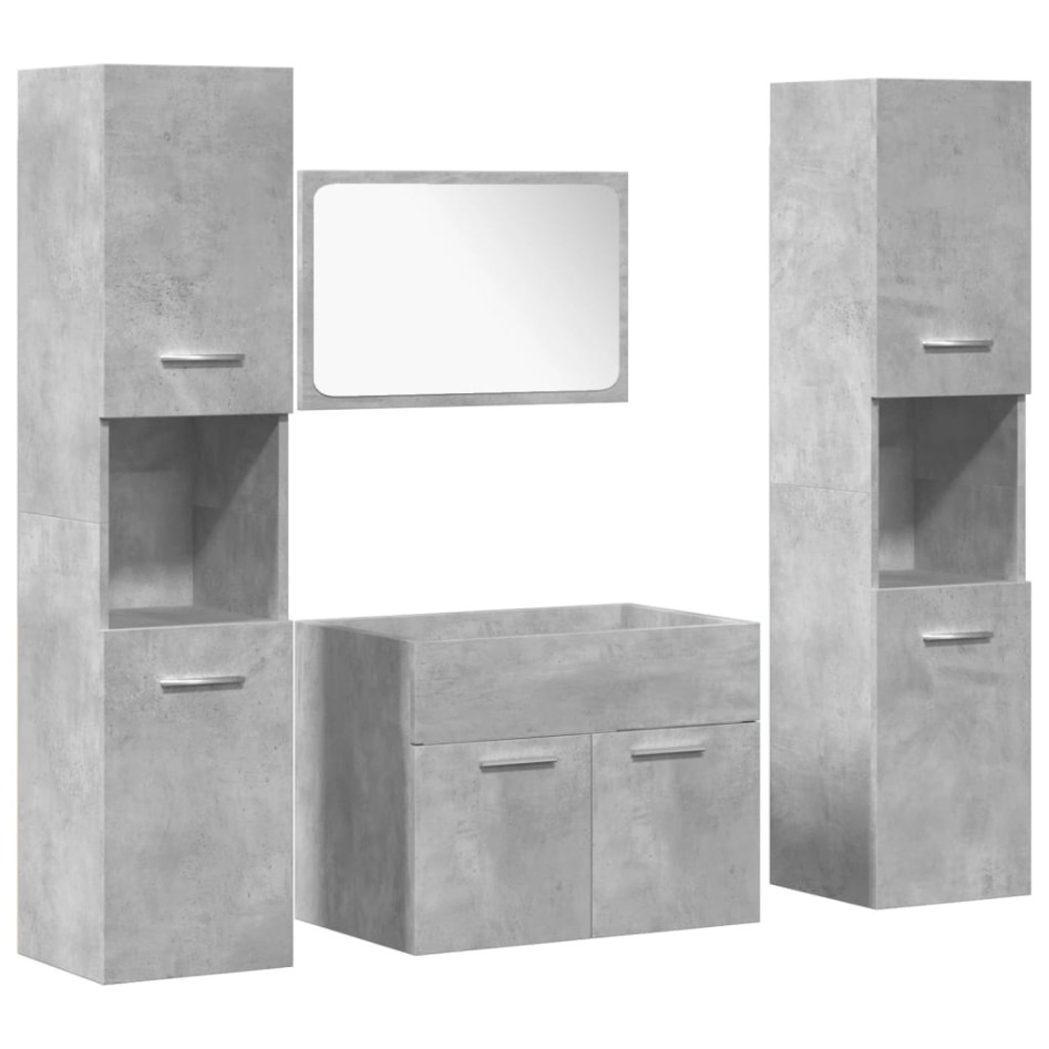 Juego muebles de baño 4 pzas madera contrachapada gris