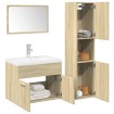 Juego de muebles de baño 4 pzas contrachapada roble Sonoma