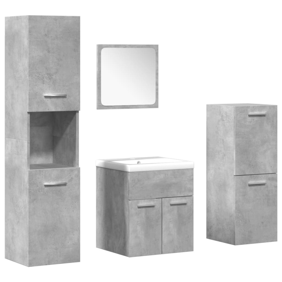 Set muebles de baño 5 piezas madera ingeniería gris