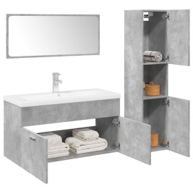 Juego muebles de baño 4 pzas madera contrachapada gris