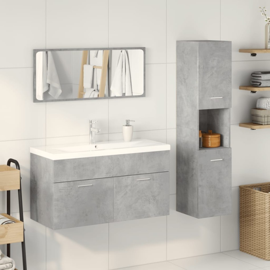 Juego muebles de baño 4 pzas madera contrachapada gris