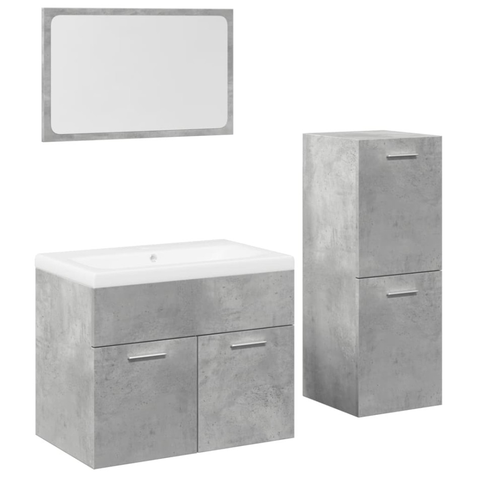 Juego muebles de baño 4 pzas madera contrachapada gris