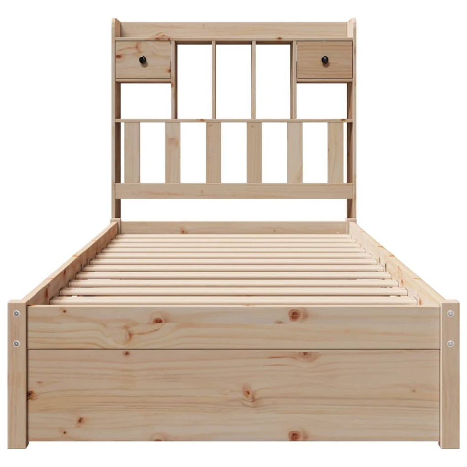 Cama con estantería sin colchón madera maciza de pino 75x190