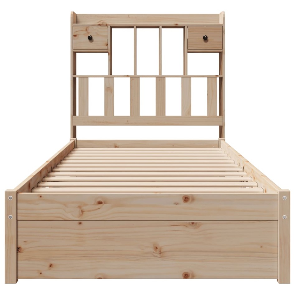 Cama con estantería sin colchón madera maciza de pino