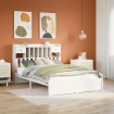 Cama con estantería sin colchón madera maciza blanca 140x200 cm