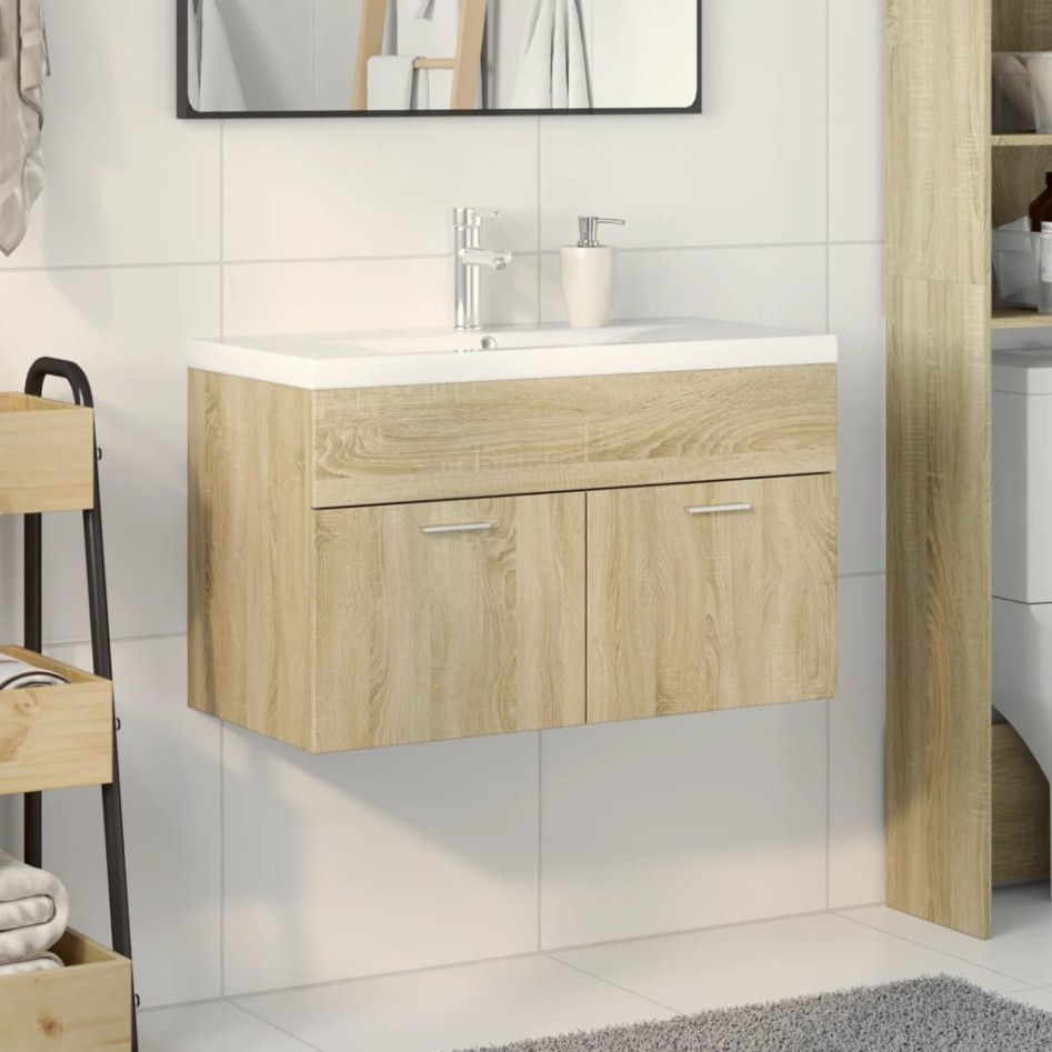 Mueble de baño con lavabo integrado roble