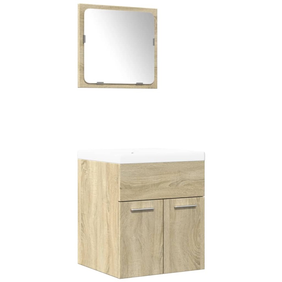 Set de muebles de baño 3 pzas madera contrachapada roble