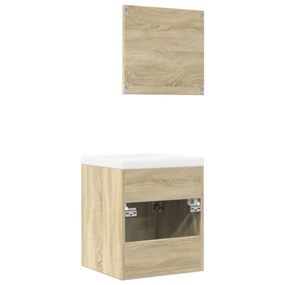 Set de muebles de baño 3 pzas madera contrachapada roble