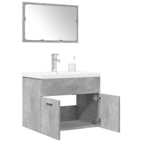 Set muebles de baño 2 piezas madera contrachapada gris