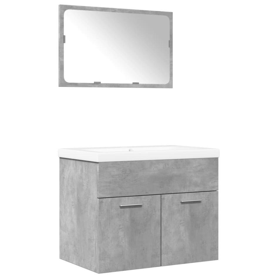 Set muebles de baño 2 piezas madera contrachapada gris