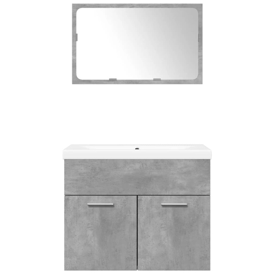 Set muebles de baño 2 piezas madera contrachapada gris