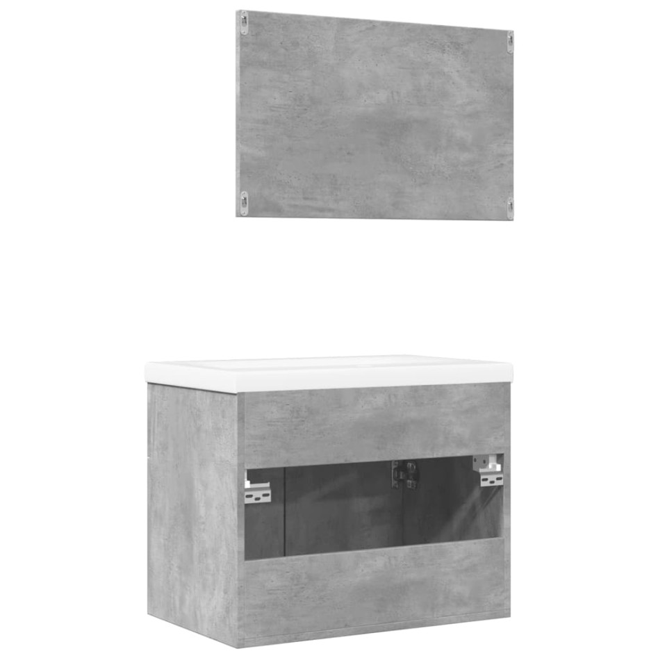 Set muebles de baño 2 piezas madera contrachapada gris
