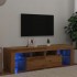Mueble de TV luces LED madera roble artisan 140x36,5x40