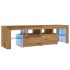 Mueble de TV luces LED madera roble artisan 140x36,5x40