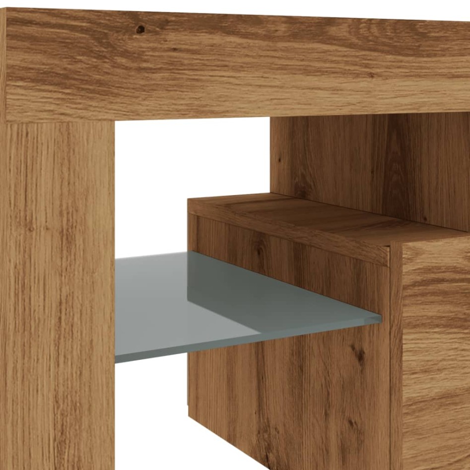 Mueble de TV luces LED madera roble artisan 140x36,5x40