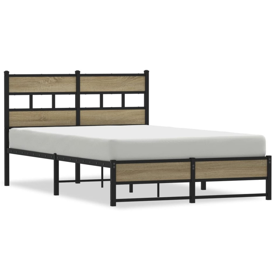 Estructura de cama sin colchón metal roble Sonoma 120x190