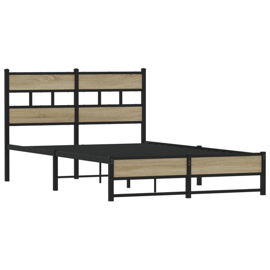 Estructura de cama sin colchón metal roble Sonoma 120x190