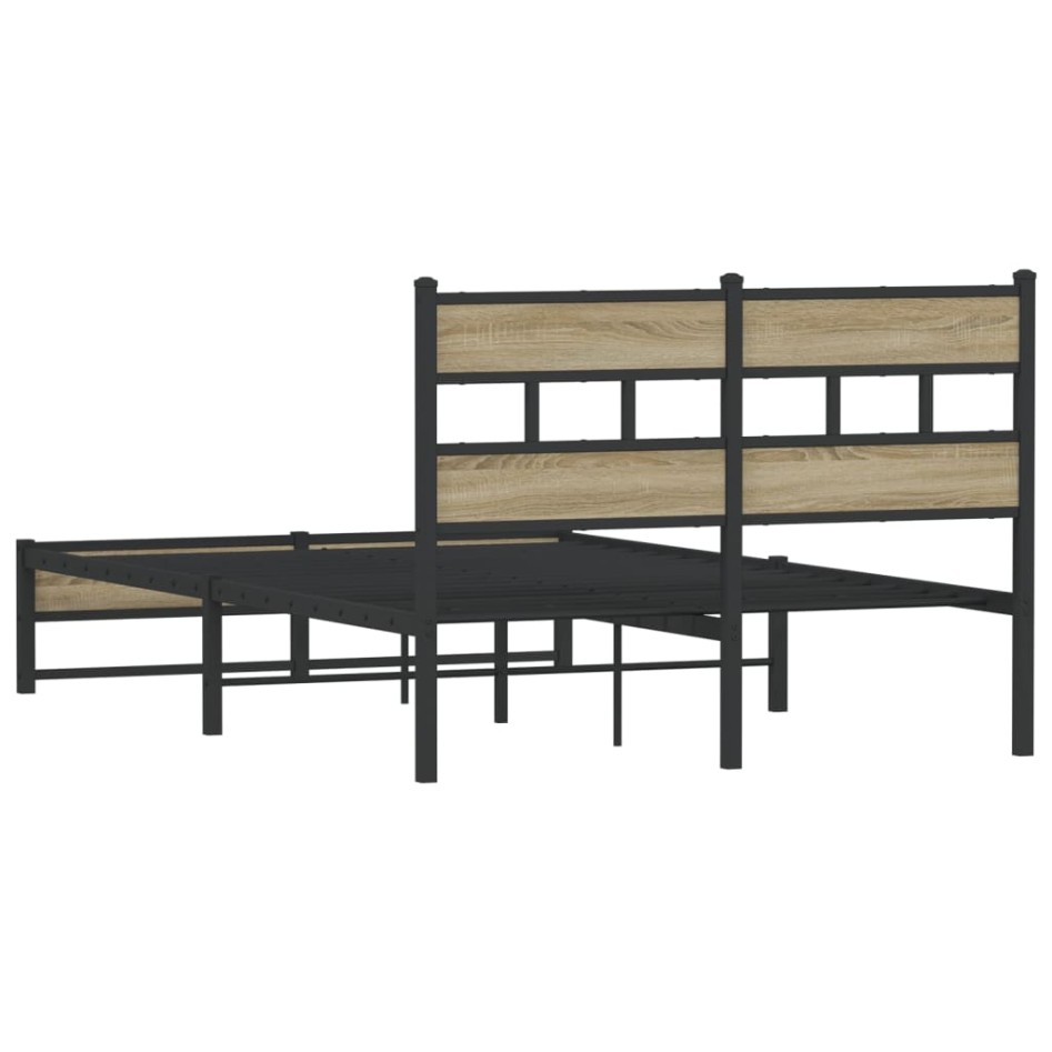 Estructura de cama sin colchón metal roble Sonoma 120x190