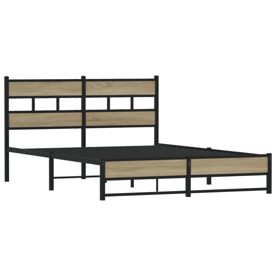 Estructura de cama sin colchón metal roble Sonoma 150x200