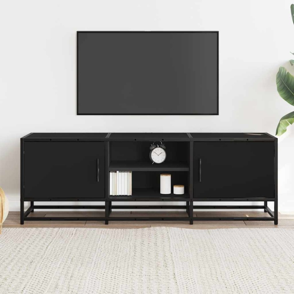 Mueble de TV madera de ingeniería y metal negro 120x35x41