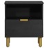 Mesita de noche madera maciza de ingeniería negra 40x33x46