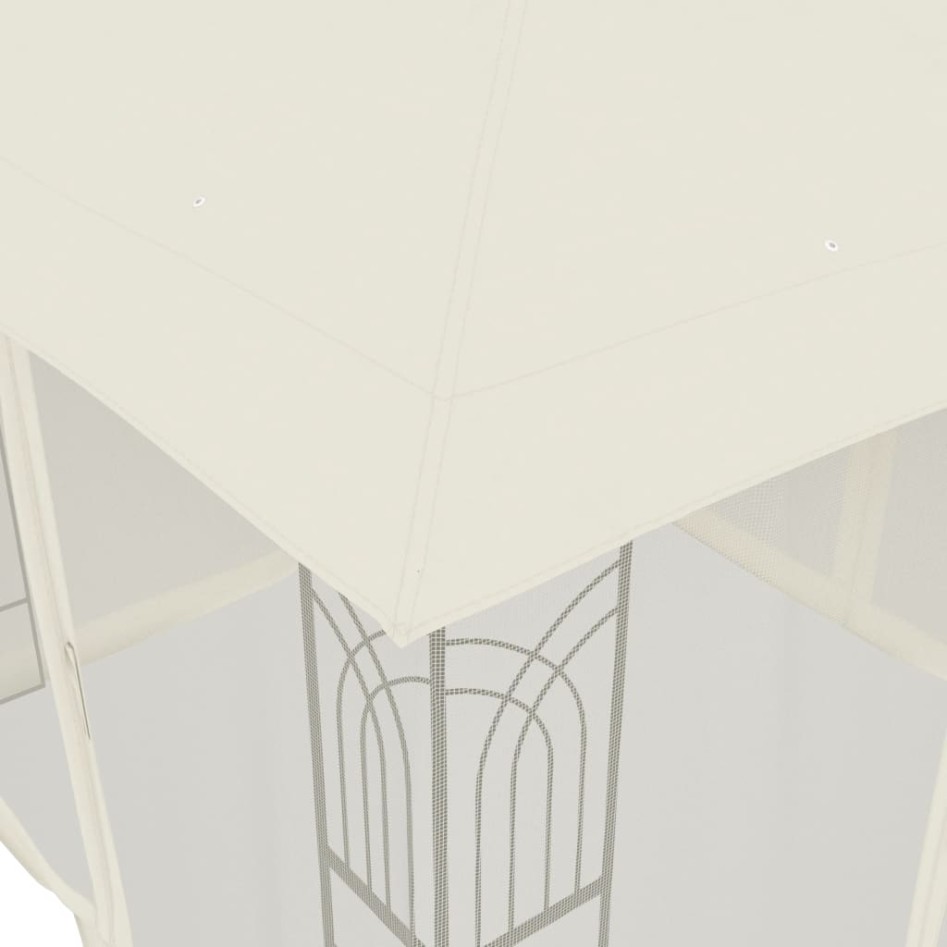 Cenador doble techo y paredes de malla acero crema 2,94x2,94