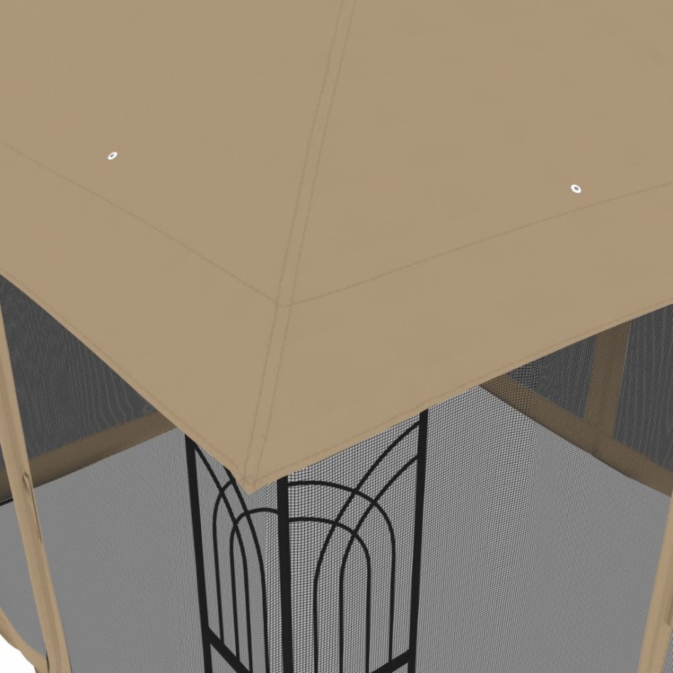 Cenador doble techo y paredes de malla acero taupe 2,94x2,94