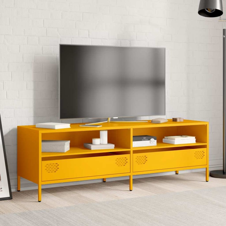 Mueble para TV acero laminado en frío amarillo 135x39x43,5
