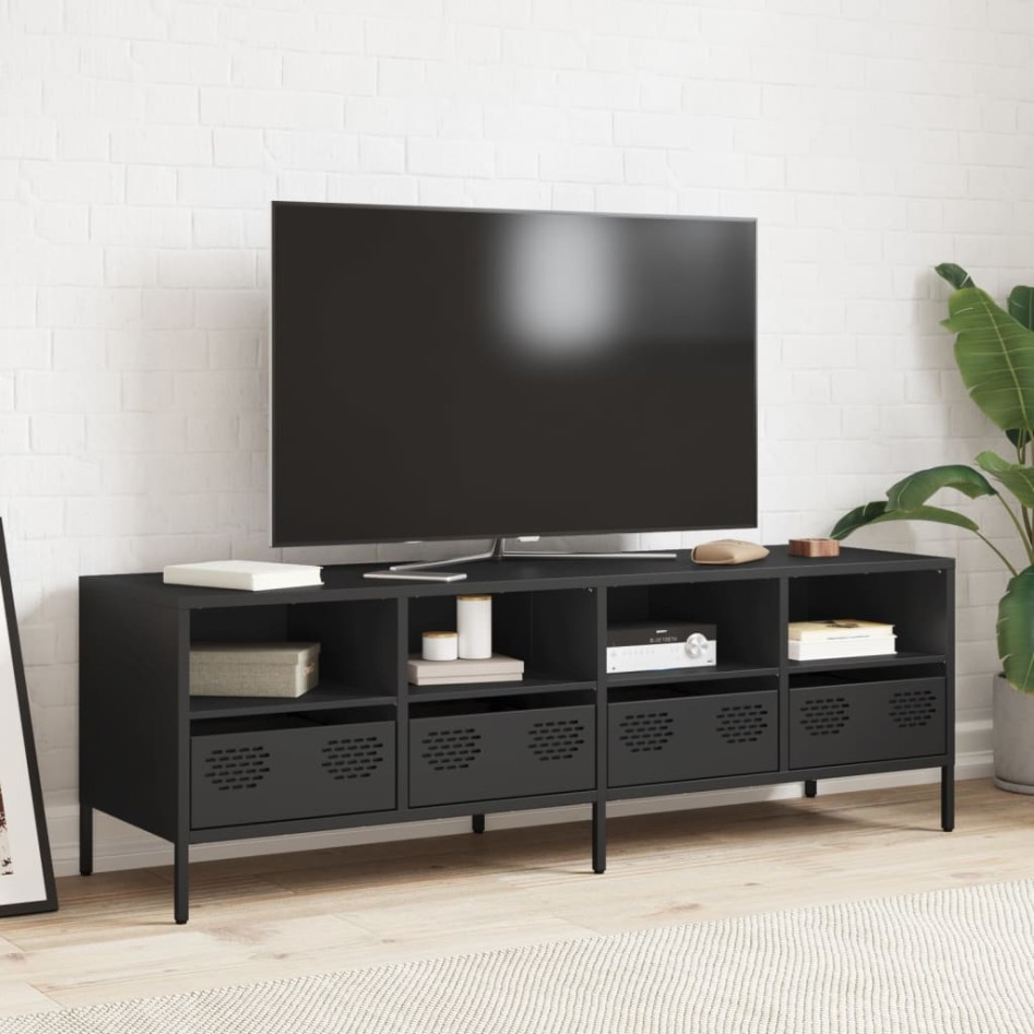 Mueble para TV acero laminado en frío negro 135x39x43,5