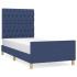 Estructura de cama sin colchón tela azul 90x200