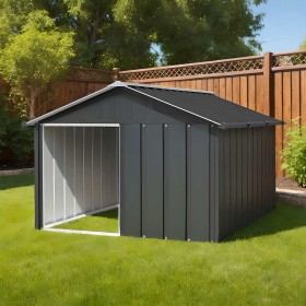Casa perros acero galvanizado gris antracita 116,5x153x81,5