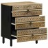 Mesita de noche madera maciza de mango rugosa negro 50x33x62