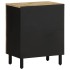 Mesita de noche madera maciza de mango rugosa negro 50x33x62