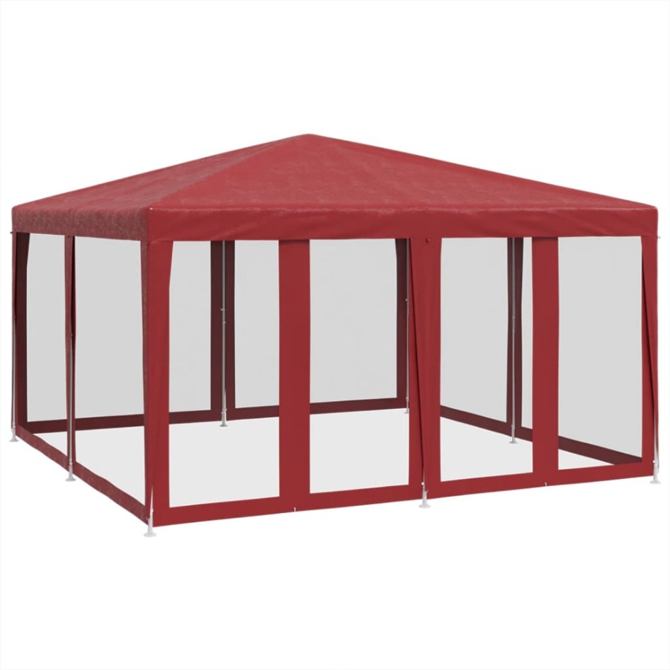 Carpa para fiestas con 8 paredes de malla HDPE rojo 4x4