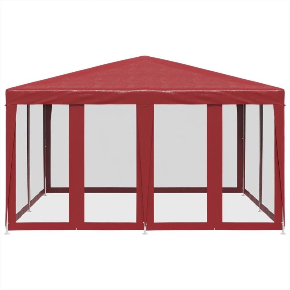Carpa para fiestas con 8 paredes de malla HDPE rojo 4x4
