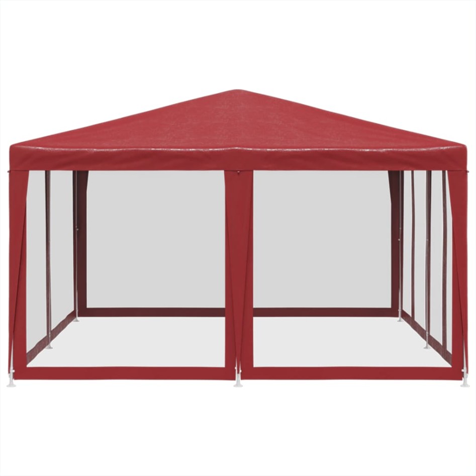 Carpa para fiestas con 8 paredes de malla HDPE rojo 4x4