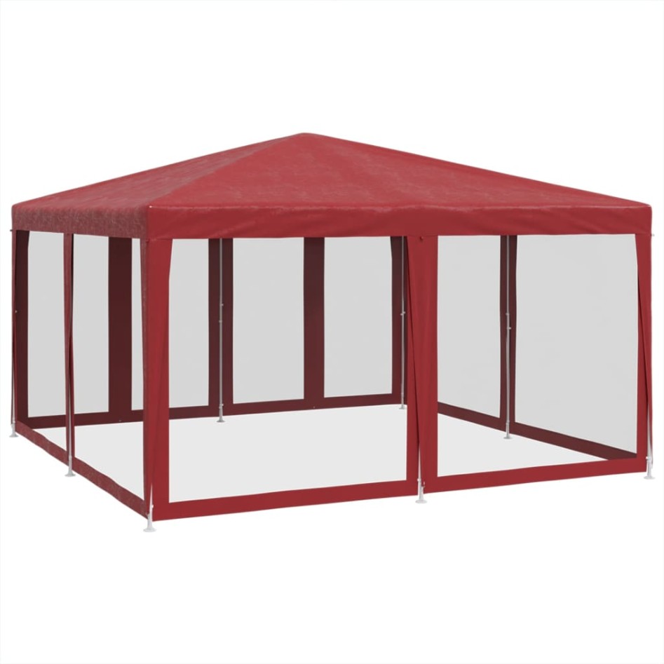 Carpa para fiestas con 8 paredes de malla HDPE rojo 4x4