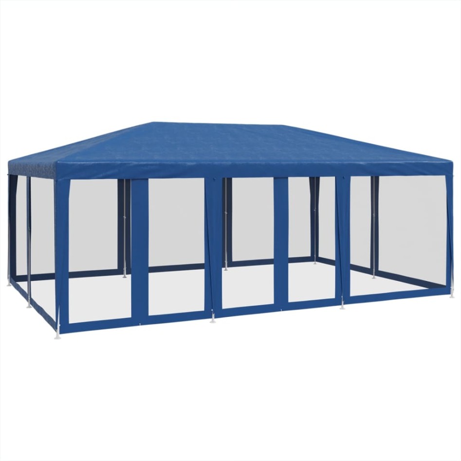 Carpa para fiestas con 10 paredes de malla HDPE azul 6x4