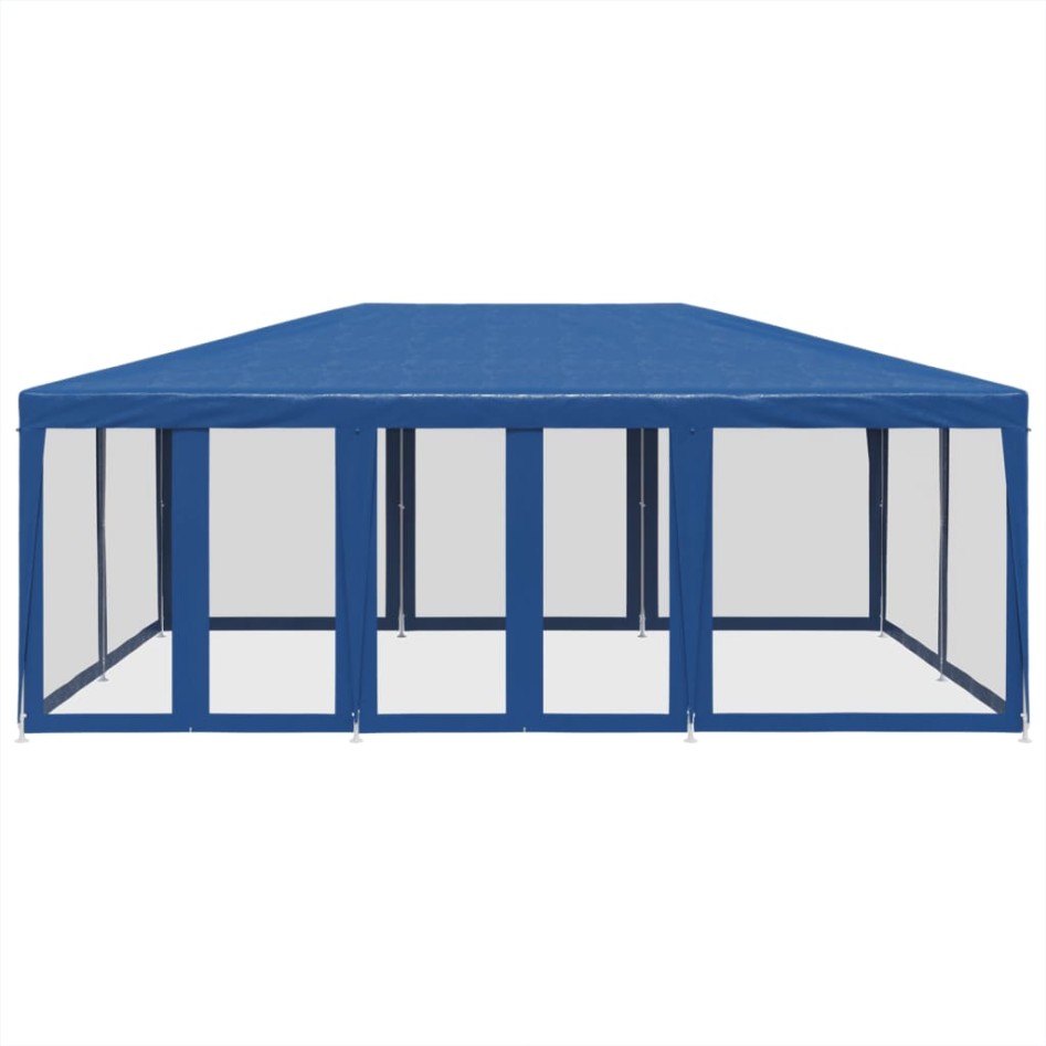Carpa para fiestas con 10 paredes de malla HDPE azul 6x4