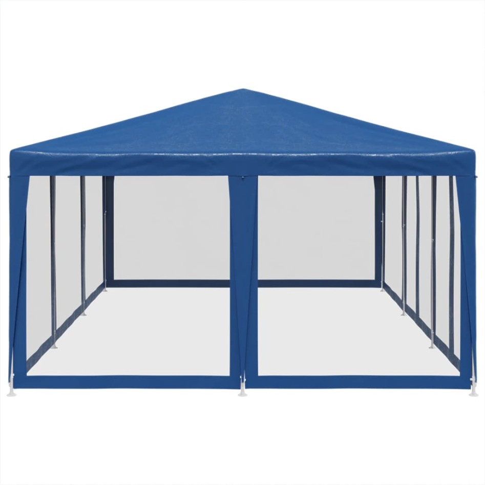 Carpa para fiestas con 10 paredes de malla HDPE azul 6x4