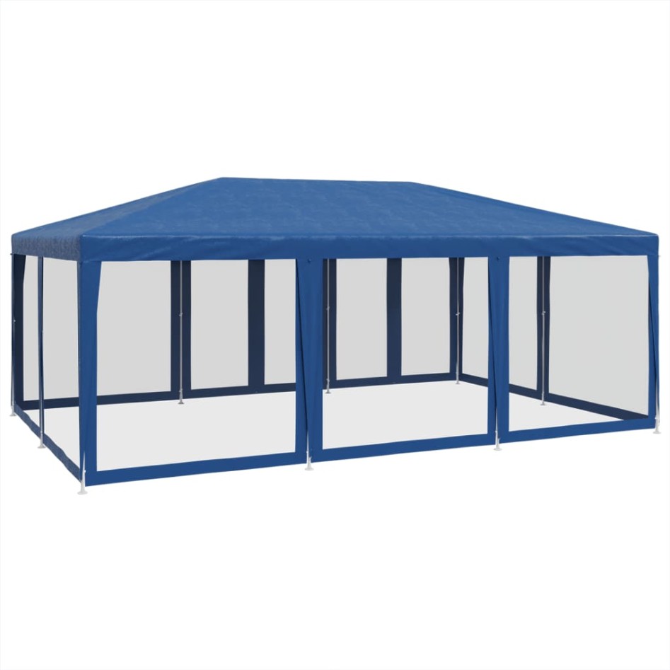 Carpa para fiestas con 10 paredes de malla HDPE azul 6x4